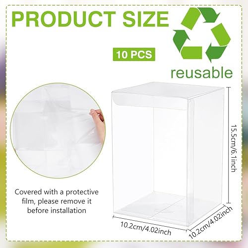 BENECREAT 10 Pcs Boîte de Faveur Transparente 10x10x15 cm Boîte d'emballage Cadeau en Plastique pour Bonbons Choclate et Dessert, Fête Prénatale, Emballage Cadeau pour Festival de Saint-Valentin - Nail Gallerys