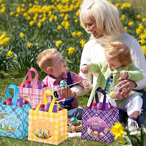 6 Pièces Sacs Cadeaux De Pâques,Sacs De Chasse Aux œU.S De Pâques En Non Tissés,Sac En Cadeau Paques Avec Poignée,Sac Oeufs De Paques,Sachet Bonbon Paques,Sac Cadeau Tissu Non Tissé Réutilisables - Nail Gallerys