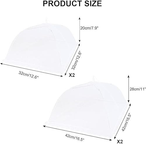 COMVASTARS 4 Pcs Cloche Alimentaire Anti Insectes,Cloche Alimentaire Pliable,Anti Mouche - Moustiquaire de Table pour Aliments - Couvercle Nourriture - Taille Universelle - Voyage/Camping/Maison - Nail Gallerys