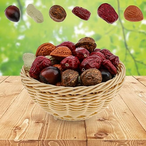 Meiwlong 60 PCS Ensemble De Noix Artificielles Décoration Réaliste Faux Noyer Amande Arachide Châtaigne Rouge Date Jujube Séché Restaurant Accueil Photographie Props - Nail Gallerys