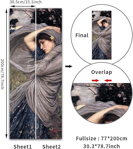 Targawerelax Stickers Muraux Porte Chambre 3D, Autocollant Mural pour Chambre à Coucher, décoration d'intérieur, imperméable, Amovible en Vinyle de qualité supérieure, John William Waterhouse Boreas - Nail Gallerys