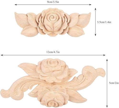4 Pcs Bois Fleur Sculpte Coin Onlay Applique Porte Cabinet Vintage Style Meubles DIY Maison Porte Mur Armoire Cadre Decor(E) - Nail Gallerys