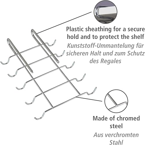WENKO Porte tasse suspendu, capacité de rangement 10 tasses, 28 x 5 x 22 cm - Nail Gallerys