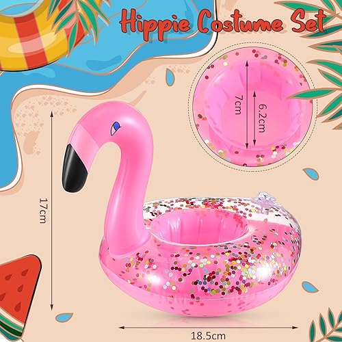 Perthlin 16 Porte-Boissons Gonflables de Flamant Porte-Gobelet pour Bouée de Bain à Confettis Scintillants Porte-Verres Flottants de Piscine de Flamant en Vinyle pour Enfants Été Jouets de Bain - Nail Gallerys