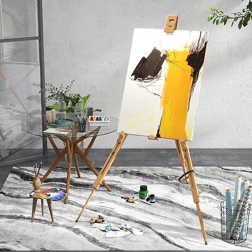Vinsetto Chevalet d'artiste en bois avec supports, chevalet pour affiches, portable, pliable, supporte des toiles jusqu'à 66/107 cm, pour les artistes de mariage, bois naturel - Nail Gallerys