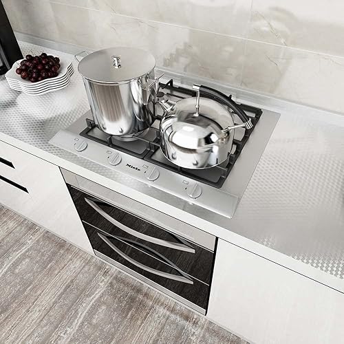 VEELIKE Papier Peint en Aluminium Argenté Imperméable pour Cuisine Dosseret de Comptoir Armoire Résistant à l'huile 40cm x 900cm Rouleau de Vinyle Auto-adhésif pour Meubles Amovible Facile à Utiliser - Nail Gallerys