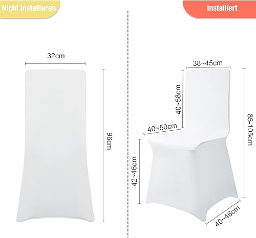 LARS360 Lot de 50 Blanc Housses de Moderne Chaise Stretch Extensible Uni en Spandex Housse de Chaise pour Mariage Cérémonie et Fêtes - Nail Gallerys