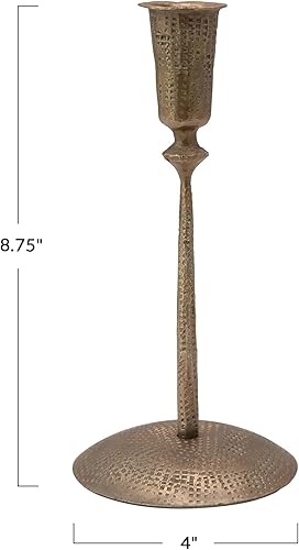Creative Co-op Bougeoir en métal martelé forgé à la Main, Finition Laiton Antique - Nail Gallerys