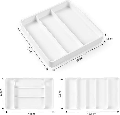 WUFANC Range Couverts Pour Tiroir, Range Couvert Tiroir De Taille Ajustable, RéSistant à L'Humidité, Facile à Ranger, Rangement Couverts Tiroir Cuisine Pour Organiser Couverts, Fourchettes, Blanc - Nail Gallerys