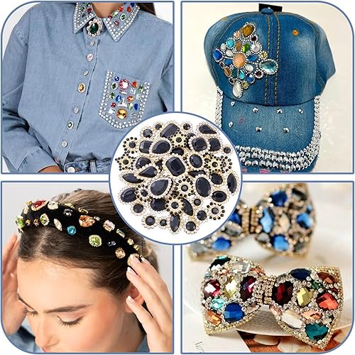 Bestewelry Lot de 100 strass à coudre avec base en métal assortis en forme de larme, cœur, étoile - Pour vêtements, chaussures, ceinture - Accessoires de couture - Vert - Nail Gallerys