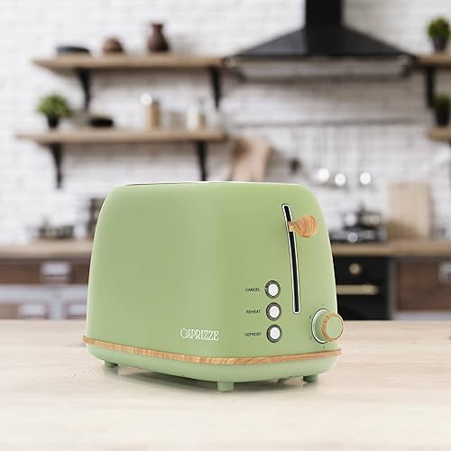 Grille Pain Caprizze Kaito avec Double Fente Extra Large 6 Niveaux de Grill Design Vintage avec Effet Bois Vert Mat - Nail Gallerys