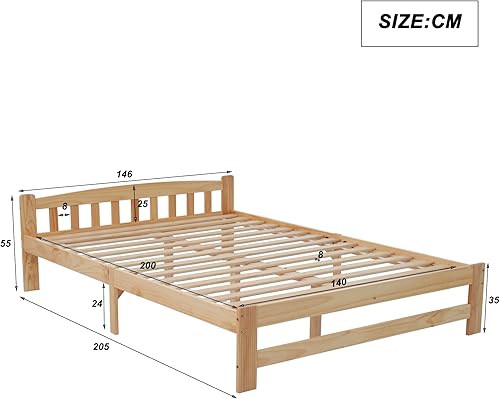 AEMOING Lit futon simple en bois massif massif naturel avec tête de lit et sommier à lattes, lit pour adolescent, adulte, naturel (90 x 200 cm) - Nail Gallerys