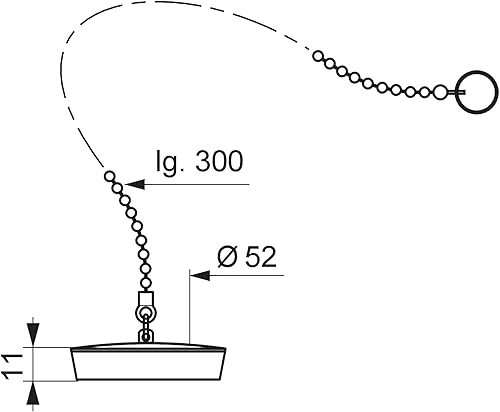Wirquin 39209002 Bouchon D52 chainette 300 anneau, chromé - Nail Gallerys
