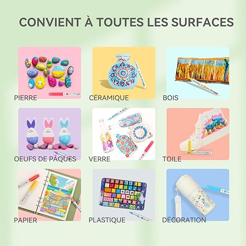 Arrtx 36 Feutres Acryliques, Stylos de Peinture Acrylique pour Pierre, Stylo Acrylique, Marqueur Acrylique, Marqueur de Peinture Étanche, Fournitures d'art pour Verre, œuf, Bois, Loisirs Créatifs - Nail Gallerys