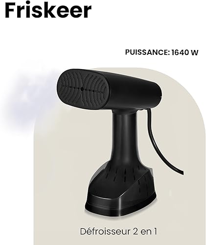 ZEEGMA FRISKEER 2 en 1 Défroisseur Portable pour Vêtements, Fer à Vapeur 1640 W, 380 ml Débit de Vapeur 25 g/min Chauffage Rapide en Toute Sécurité pour le Tissu Repassage Horizontal et Vertical - Nail Gallerys