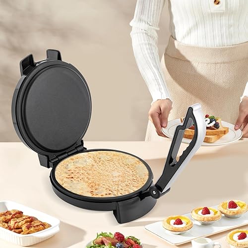 banborba Chapati - Machine à tortilla électrique - 1200 W - Température réglable - Presse à pain plat - Antiadhésive - Pour crêpes, omelettes, jambon palais - Nail Gallerys