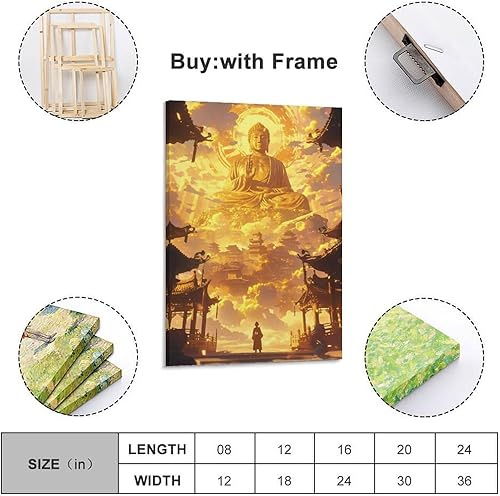 GTTHOK Poster religieux Bouddha dans le ciel décoratif sur toile 40 x 60 cm - Nail Gallerys