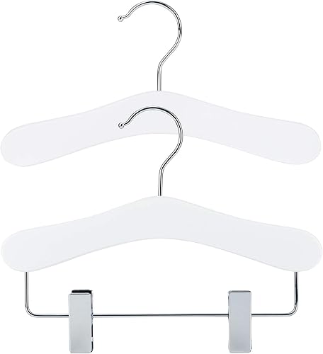 Hangerworld Lot de 12 cintres en Bois pour Enfants - 25 cm - Blanc - 6 cintres pour Enfants - 6 cintres avec Clips - Nail Gallerys