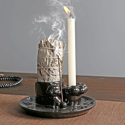 BnyHjir Porte-brûleur de sauges | Brûleur d'encens – Accessoires de méditation, plateau brûlant pour décoration d'intérieur pour salle de yoga, table, maison, chambre à coucher - Nail Gallerys