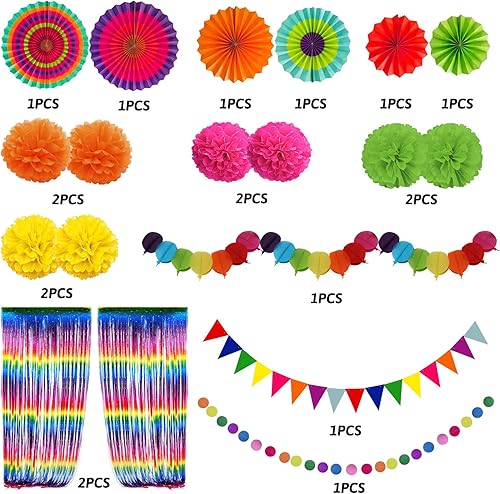 ZERODECO Or et Noir Décorations de Fête, Papier à Suspendre Fan Pom Poms Guirlande Chaîne Bannière Rideaux à Franges Fêtes d'Anniversaire Graduation Mariage Happy New Year Eve Décorations de Fête - Nail Gallerys