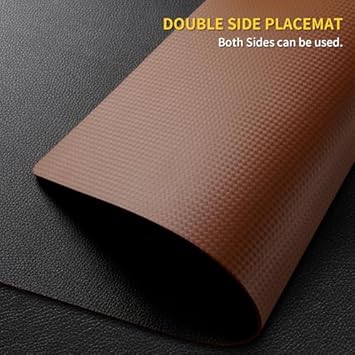 NOSTHEART Set de Table Lavable et Dessous de Verre, Set de Table en Cuir, Sets de Table AntidéRapants et ImperméAbles à Double Face (Gris Beige, Lot de 4) - Nail Gallerys