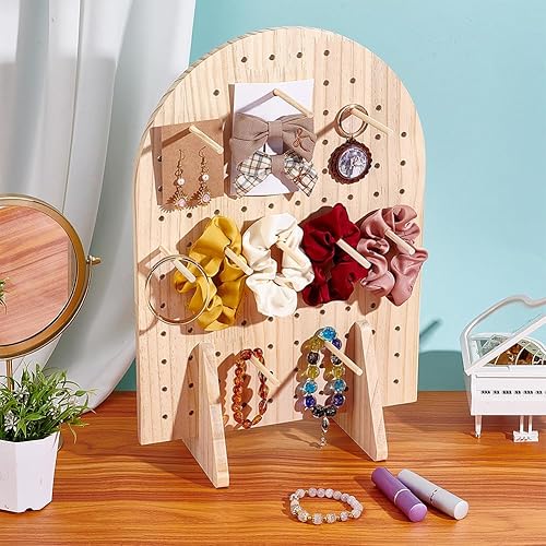 PH PandaHall Présentoir à Bijoux Ovale en Bois avec 25pcs tige de Cheville en Bois pour Porte Clés des Boucles D'Oreilles, les Salons D'Artisanat Événements des Fournisseurs Vente 13x29x43cm - Nail Gallerys
