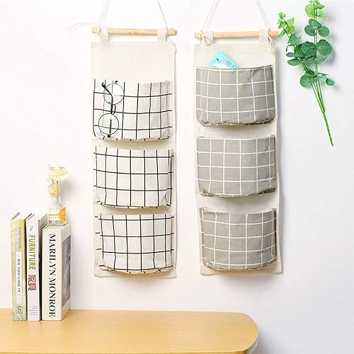 3Pcs Sac de Rangement Suspendu avec 3 Poches, AUHOTA Prime Étagère Mural en Tissu Panier Pochette de Rangement Organisateur pour Chambre Salle de Bain Cuisine - Étanche & Élégant (Noir/Gris/Blanc) - Nail Gallerys