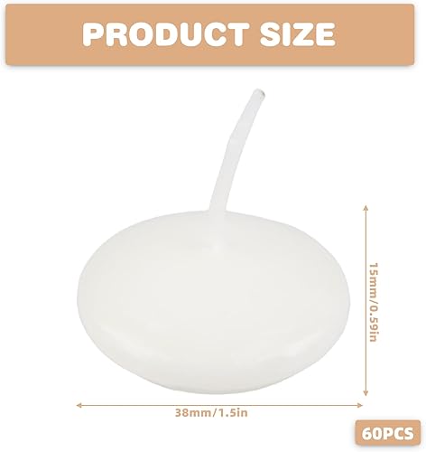 Leikurvo - Lot de 60 bougies flottantes blanches non parfumées - Bougies flottantes décoratives pour piscine, mariage, fête, dîner, centre de piscine et Noël - Nail Gallerys