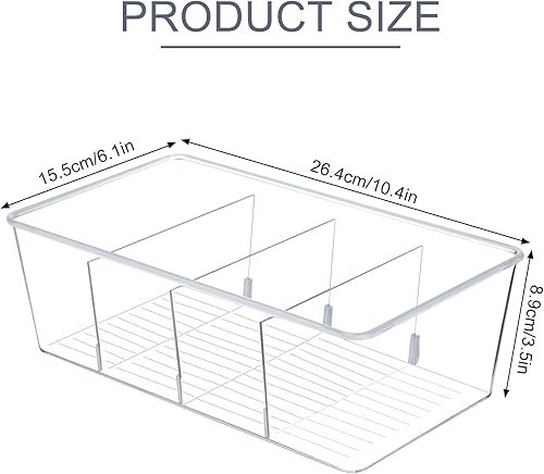Lrocotanc Organiseurs de Réfrigérateur Lot de 2 Boite Rangement Frigo Boite Rangement Cuisine avec 4 compartiments,sans BPA,idéal pour ranger sachets de thé,snacks et épices(Transparent) - Nail Gallerys
