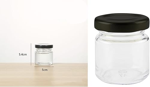 Lunpog Lot de 61 petits bocaux en verre avec couvercle - 50 ml - Avec étiquettes personnalisées et ficelle - Pour épices, herbes, confiture, artisanat, cadeaux d'invités - Nail Gallerys