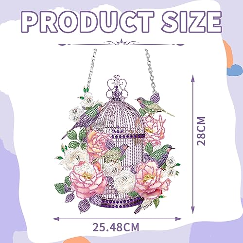 Diamond Painting Kit, 5D Diy Diamond Painting Pendentifs à Suspendre, Printemps Diamond Art Dessin Créatifs Cage d'Oiseau, Broderie Diamant Kit, Décoration Pour Maison, Fenêtre, Jardin, Porte - Nail Gallerys