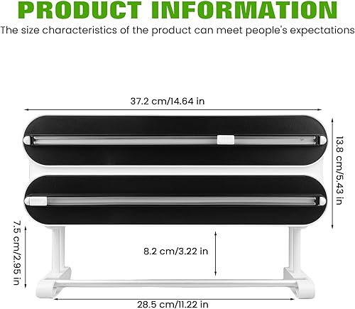 Distributeur de film alimentaire 3 en 1 avec support pour rouleau d'essuie-tout, distributeur de film alimentaire magnétique, distributeur de papier d'aluminium et support de fraîcheur - Nail Gallerys