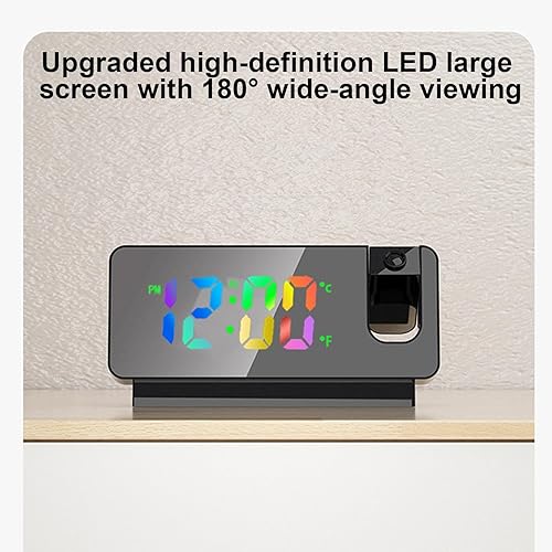 Horloge de projection pour chambre à coucher | Affichage LED Chargement USB | Bras oscillant flexible à 180 ° Réveil projection fort pour chambre d'enfant, bureau - Nail Gallerys