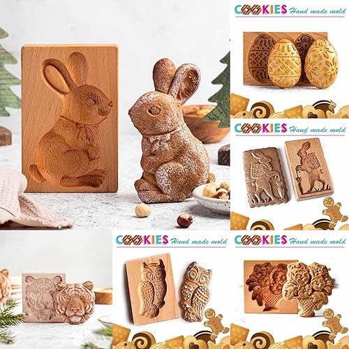 Tampons à biscuits - Moules à biscuits - Outil de cuisine - Fournitures de cuisson en bois de qualité alimentaire - 6 styles pour la cuisine - Nail Gallerys