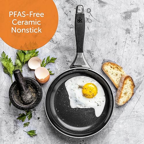 BK Intelligence Sauteuse de 28 cm/3,6 L en Acier Inoxydable avec Revêtement Antiadhésif en Céramique sans PFAS, Induction, Poignée Rester Froid, Va au lave-vaisselle, Va au four, Argent & Noir - Nail Gallerys