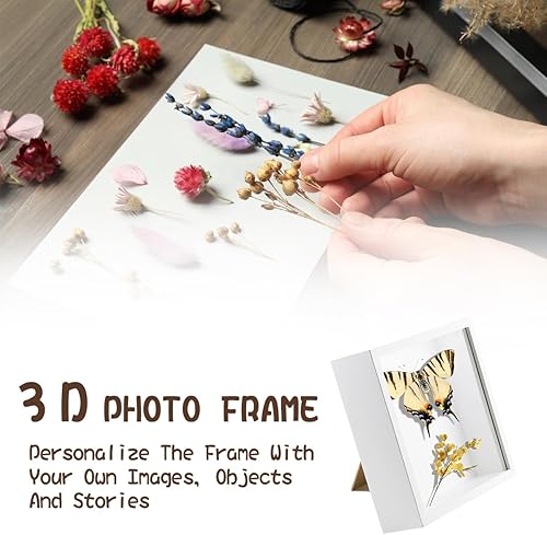 TENGYIF Cadre 3D 20x20 cm Cadre Profond, Cadre Photo Vitrine 3D Cadre Boîte en Bois Cadre d'Objet Carrée Pour Médailles, Billets, Fleurs, Souvenirs, Diamond Painting - Nail Gallerys