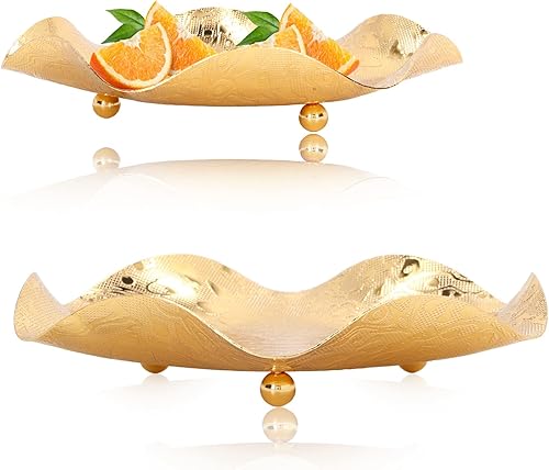 Corbeille à Fruits en or, Beau Motif doré, Surfaces Plus Lisses, Bol à Fruits en Acier Inoxydable, Processus de Galvanoplastie à la Main pour les Fêtes - Nail Gallerys