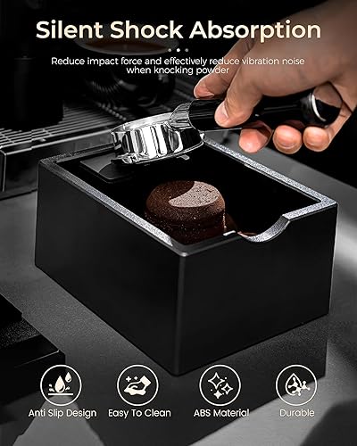 Boite a Marc de Cafe, Knock Box avec Base Antidérapante, Bac Marc de Café, Récupérateur de Café en Poudre, Barista Accessoires pour Recycler Le Marc de Café, Pot Marc de Café Noir - Nail Gallerys
