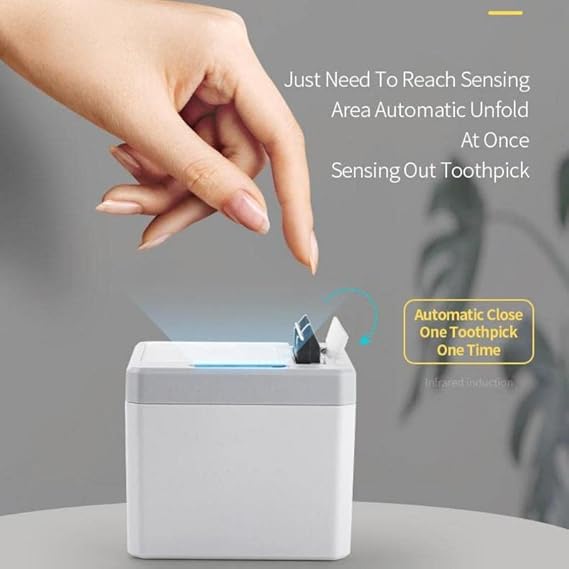 JIAWEIIY Distributeur automatique de cure-dents électrique intelligent avec capteur infrarouge pour cure-dents - Boîte de rangement pour bâtons de dents (bleu foncé) - Nail Gallerys