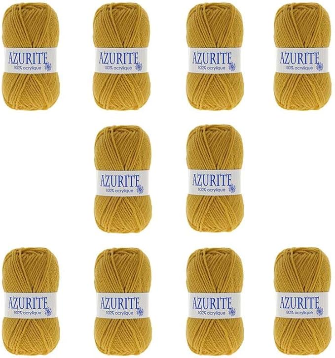 Laine AZURITE Distrifil - Sachet de 10 pelotes 23245 Moutarde - Nail Gallerys