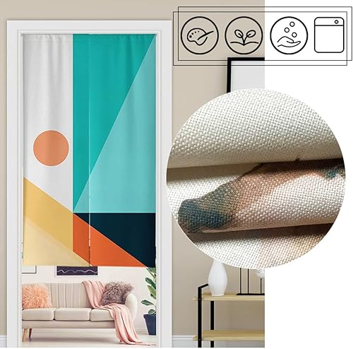 Surwin Rideau de Porte Japonais Long Tapisserie Noren en Lin Fenêtre Rideaux Panneau Tenture Tapisserie Décoration pour Cuisine Décoration de Maison (85x180cm,Feuille de Lotus) - Nail Gallerys