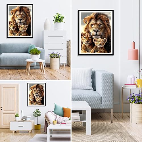 MXJSUA Famille De Lions Peinture Diamant Adulte, 5D Diamond Painting Complet, Diamant Strass Point de Croix Cristal Painting, Murale Décoration, 30x40 cm - Nail Gallerys