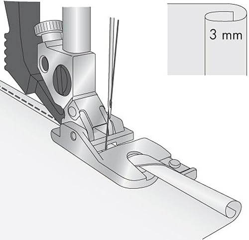 La Canilla Pied presseur pour Ourlet 4 mm Compatible avec Les Machines à Coudre PFAFF 9869487300 – Creative, Expression, Performance, Quilt, Select, Tiptronic et Bien d'autres modèles - Nail Gallerys