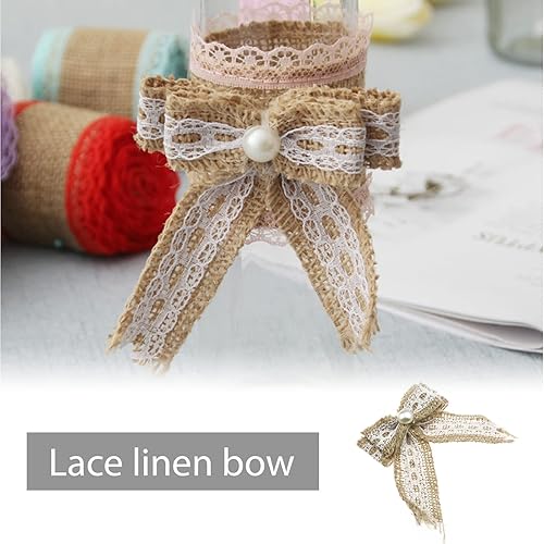 VGOL Lot de 12 nœuds en toile de jute avec dentelle blanche et perles - 2 styles pour loisirs créatifs, emballage cadeau, fête de mariage, décoration intérieure et extérieure - Nail Gallerys