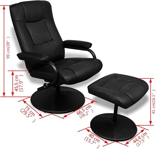 vidaXL Fauteuil avec Repose-Pied Similicuir Noir Fauteuil TV Massage Meuble - Nail Gallerys