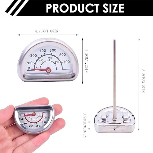 Thermomètre à Four, Thermometre Four Compatible avec Omnia Thermometre Cuisine,avec Sonde de 7 cm,Thermomètre Intérieur pour Accessoires Omnia,Thermomètre pour Barbecue,Plage de Mesure 0°C à 400°C - Nail Gallerys