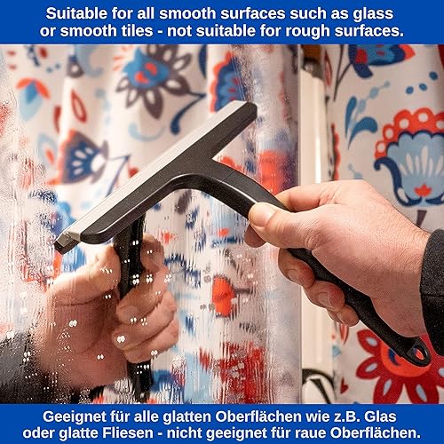 Raclette pour cabine de douche et fenêtre, 1 kit, largeur d'essuyage 23 cm, crochet adhésif inclus, avec lèvre en silicone pour un essuyage sans traces sur le verre, l'acrylique, raclette pour fenêtre - Nail Gallerys