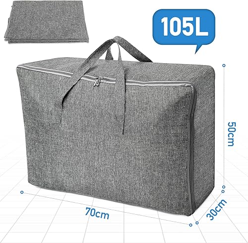 TAOPE Grand sac de rangement pliable de 105 l avec poignée - Imitation chanvre imperméable - Sacs de déménagement durables pour literie, surmatelas, couvertures, couettes et oreillers - Nail Gallerys