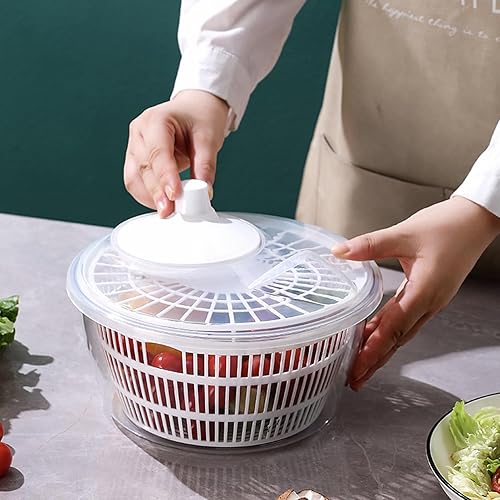 Essoreuse à salade grande 3L, Essoreuse multifonction en inox, manuelle, pour légumes, fruits et grandes salades, avec couvercle, base antidérapante, grande capacité, pour famille et camping (Green) - Nail Gallerys