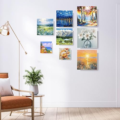 Kigniote Lot de 6 toiles à peindre - 20 x 20,15 x 15,10 x 10 cm - Châssis blanc - Tableau d'artiste pour peinture à l'huile - Panneaux de toile acrylique pour bricoleurs et artistes - Nail Gallerys